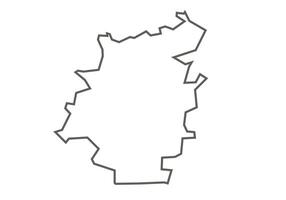 Khargone District of Madhya Pradesh outline map on a white background vector