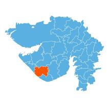 Junagadh District Highlighted on Gujarat State Map, India vector