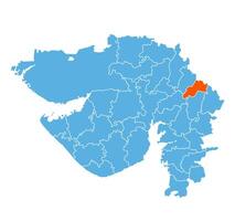 Mehsana District Highlighted on Gujarat State Map, India vector