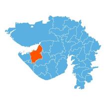 Jamnagar District Highlighted on Gujarat State Map, India vector