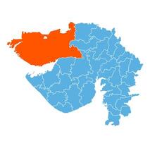 Kachchh District Highlighted on Gujarat State Map, India vector