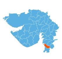 Navsari District Highlighted on Gujarat State Map, India vector