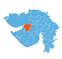 Morbi District Highlighted on Gujarat State Map vector