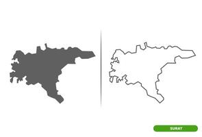 Surat District of Gujarat State map. vector