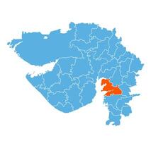 Bharuch District Highlighted on Gujarat State Map, India vector