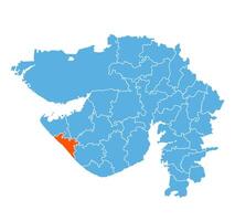 Porbandar District Highlighted on Gujarat State Map, India vector