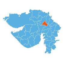 Gandhinagar District Highlighted on Gujarat State Map, India vector