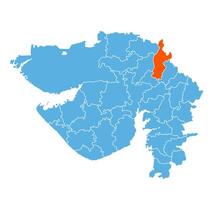 Sabarkantha District Highlighted on Gujarat State Map, India vector