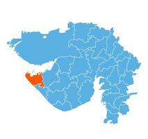 Devbhumi Dwarka District Highlighted on Gujarat State Map, India vector