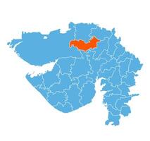 Patan District Highlighted on Gujarat State Map, India vector