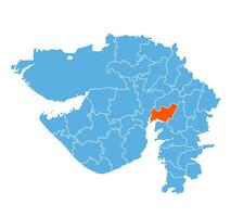 Anand District Highlighted on Gujarat State Map, India vector