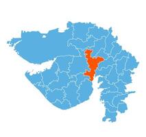 Ahmedabad District Highlighted on Gujarat State Map, India vector