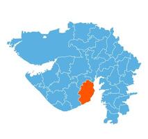 Bhavnagar District Highlighted on Gujarat State Map, India vector