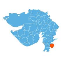 Dang District Highlighted on Gujarat State Map, India vector