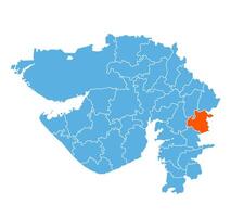 Chhota Udaipur District Highlighted on Gujarat State Map, India vector