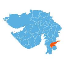 Tapi District Highlighted on Gujarat State Map, India vector