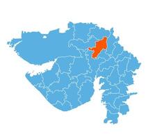 Mahisagar District Highlighted on Gujarat State Map, India vector