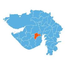 Botad District Highlighted on Gujarat State Map, India vector