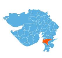 Surat District Highlighted on Gujarat State Map, India vector