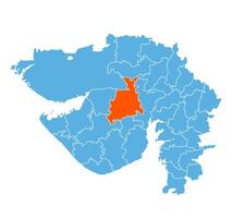 Suryapet District Highlighted on Gujarat State Map, India vector