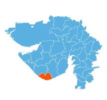 Gir Somnath District Highlighted on Gujarat State Map, India vector
