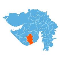 Amreli District Highlighted on Gujarat State Map, India vector