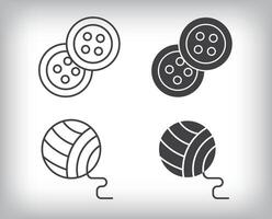 Button, thread and textile designs. Simple linear and flat artistic art icon set. vector
