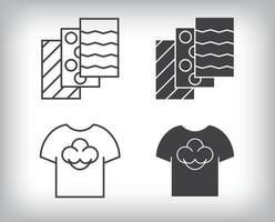 Fabric type, natural clothing, organic and fabric cutting, material and textile designs. Simple linear and flat artistic art icon set. vector