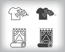 Ironing, carpet, pattern and textile designs. Simple linear and flat artistic art icon set. vector