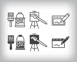 Easel, table and tablet drawing icon design. Simple linear and flat artistic art icon set. vector