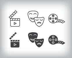 Theatre, film roll and event artist icon design. Simple linear and flat artistic art icon set. vector