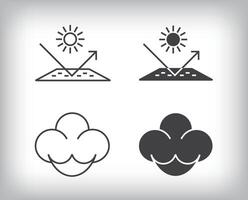 Cotton, organic, sun protection and textile designs. Simple linear and flat artistic art icon set. vector