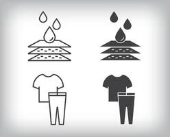 Waterproofing, suit, wool and textile designs. Simple linear and flat artistic art icon set. vector