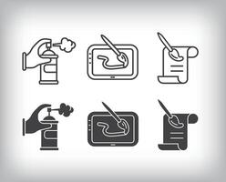 Spray, tablet and painting icon design. Simple linear and flat artistic art icon set. vector
