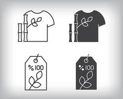 Natural fabric, herbal, label, ecological and textile designs. Simple linear and flat artistic art icon set. vector