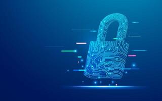 concept of cyber security or programming firewall, graphic of electronic padlock with futuristic cyberspace element vector