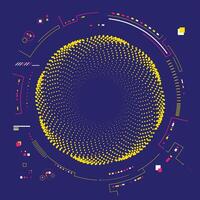 graphic of abstract dotted sphere with futuristic element vector