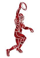 American Football Player Jumping Action Graphic vector