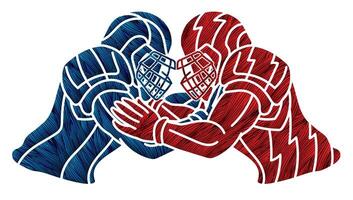 American Football Player Battle Action Graphic vector