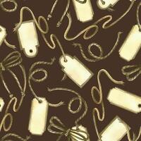 Labels, paper tags, ropes and bows made of twine in a watercolor pattern. All objects are hand-painted with watercolors. Suitable for printing on fabric, paper, for stationery vector
