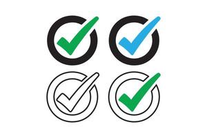Four different check marks are shown in different colors vector