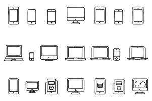 Essential Tech Devices Minimal Line Icon Pack vector
