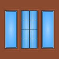 Classic Wooden Frame Window. Wooden Window Element on White Background. Simple Window Icon. vector
