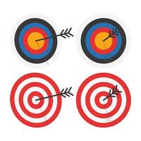 Archery Target with Arrows. Arrow Right Piercing in the Center of the Target. Target Board. Target Icon. vector