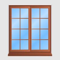 Simple Wooden Frame Window. Double Wooden Window Element on White Background. Simple Window Icon. vector