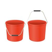 Plastic Red Bucket. Cleaning Bucket Icon on White Background. Empty Bucket. vector