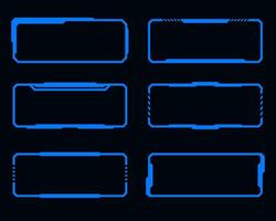 Futuristic frame set HUD technology cyberpunk design element. vector