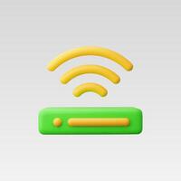 Colorful 3D router icon with wireless signal illustration. vector