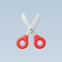 A pair of child-safe red and white scissors on a light background. vector