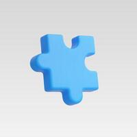 A vibrant blue 3D puzzle piece isolated on a soft background. vector